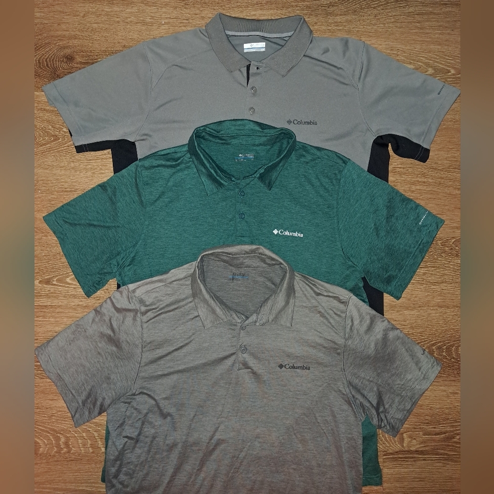 Columbia Men's Polo Shirt Bundle Omni-wick + Omni-shield Size Large
